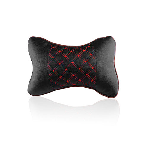 PU Leather Car Neck Pillow Pad Embroidery Chair Headrest Seat Cushion Nap Pillow Automotive Occipital with Strap