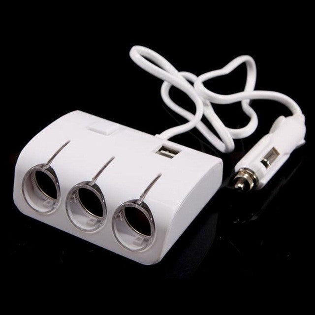 Onever 1 to 3 Car Cigarette Lighter Plug Power Adapter Dual USB Port Car Cigarette Lighter Socket Splitter Charger With Switch