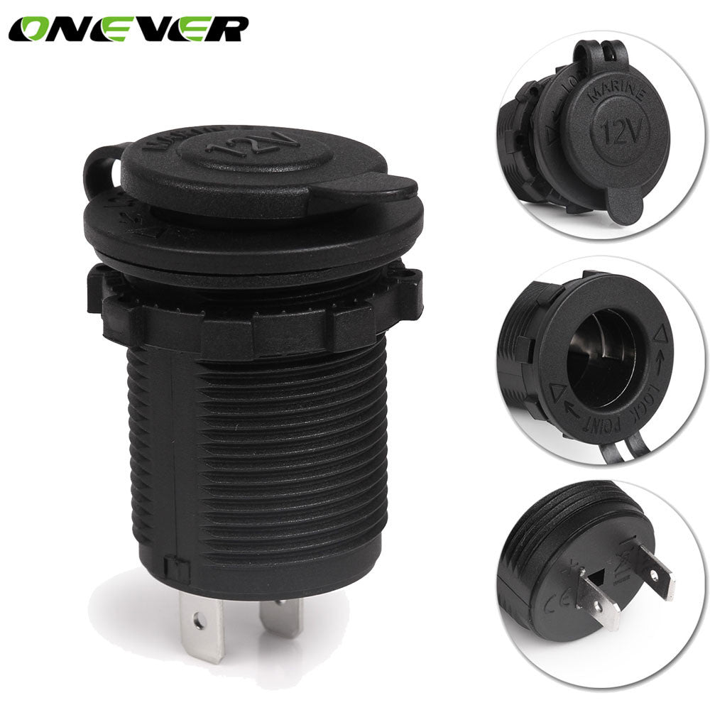 Onever 12V Car Motorcycle Cigarette Lighter Socket Base Adapter Waterproof Power Socket Plug Outlet for Motorcycle Boat Tractor