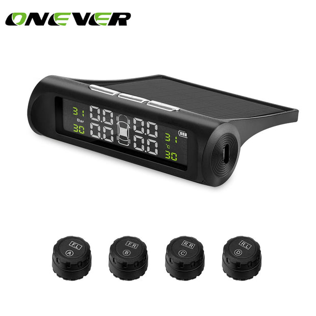 Onever Solar Power TPMS Wireless Tire Pressure Monitoring System Car tyre pressure alarm System With LCD color display