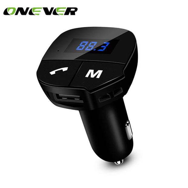 Onever Bluetooth Car Kit usb FM Transmitter MP3 Player fm Modulator 2.1A USB Car Charger Support U Disk car fm Transmitter black