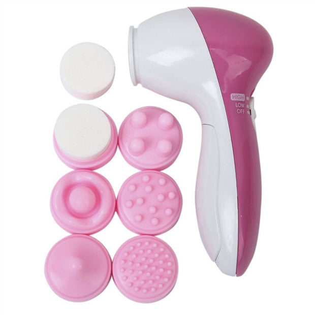 6 IN 1 Electric Mini Skin Body Face Facial Brush Cleansing Relief Massager