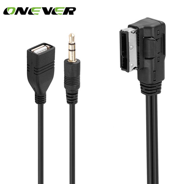 Onever Car Music AMI MMI Interface USB 3.5mm Male Aux In Cable Adapter For VW Audi Q5 Q7 A3 A4L A5 A1 1.5m / 5ft