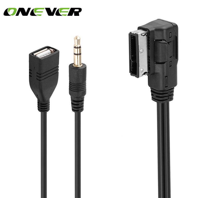 Onever Car Music AMI MMI Interface USB 3.5mm Male Aux In Cable Adapter For VW Audi Q5 Q7 A3 A4L A5 A1 1.5m / 5ft